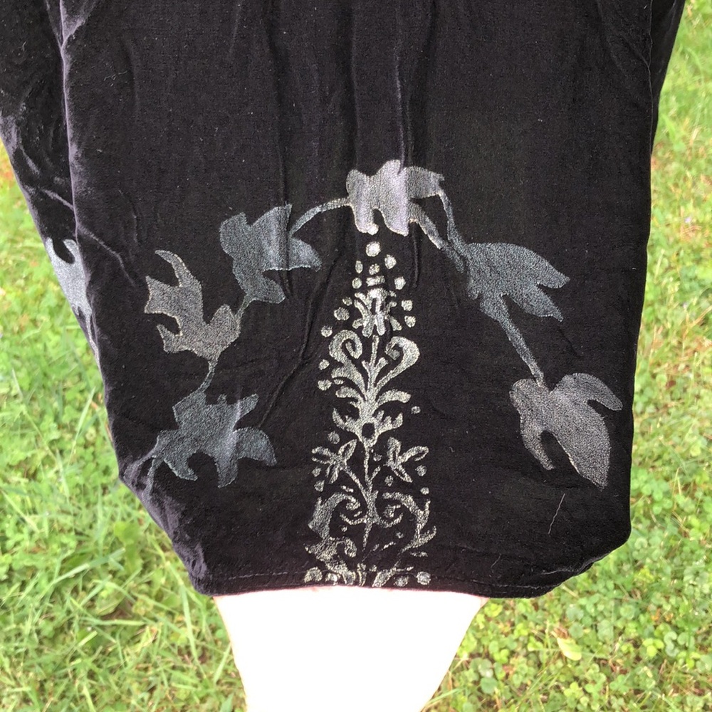 L/XL Vintage Blue Fish Silk Velvet Dress Tunic Hand Printed Made in USA 🇺🇸 - Picture 3 of 10